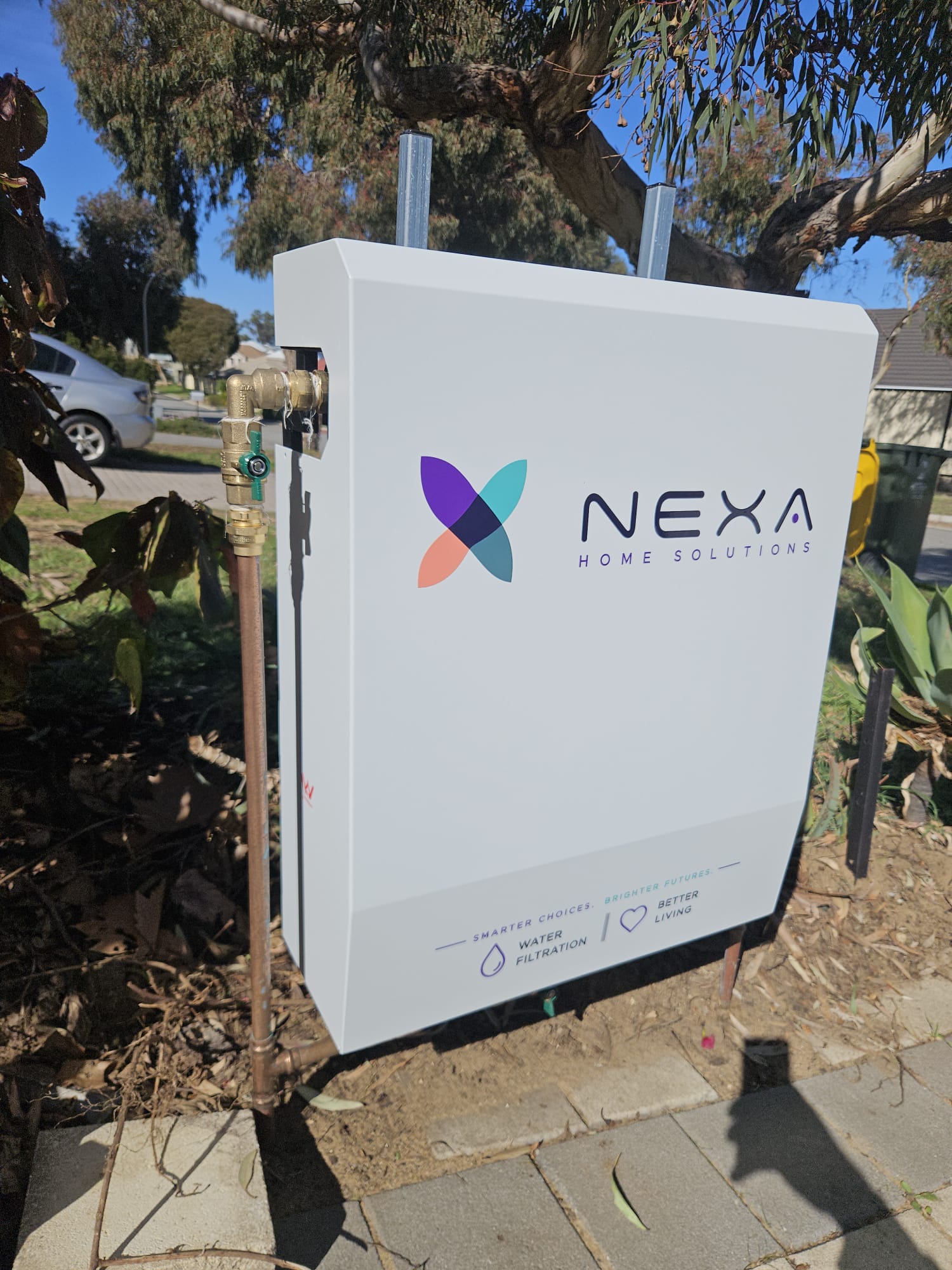 Installed NEXA whole-home water filtration system in Horizon White