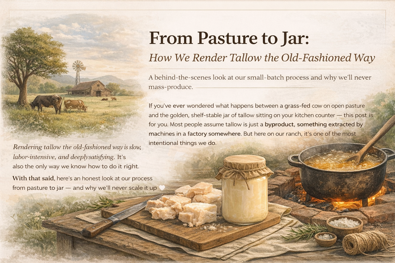 From Pasture to Jar: How We Render Tallow the Old-Fashioned Way From Pasture to Jar: How We Render Tallow the Old-Fashioned Way