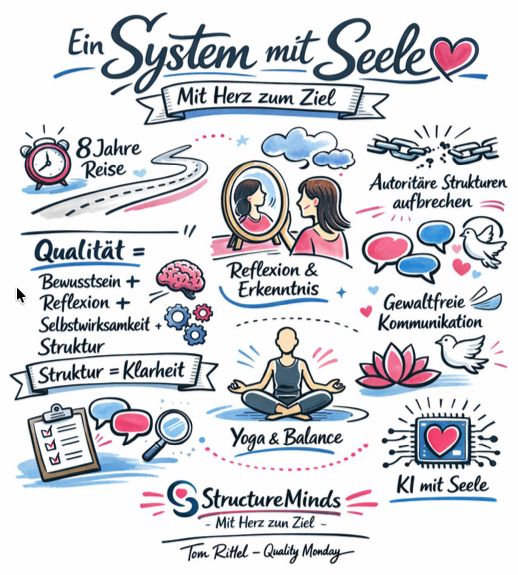 Leitbild von StructureMinds als Zeichnung: Ein System mit Seele