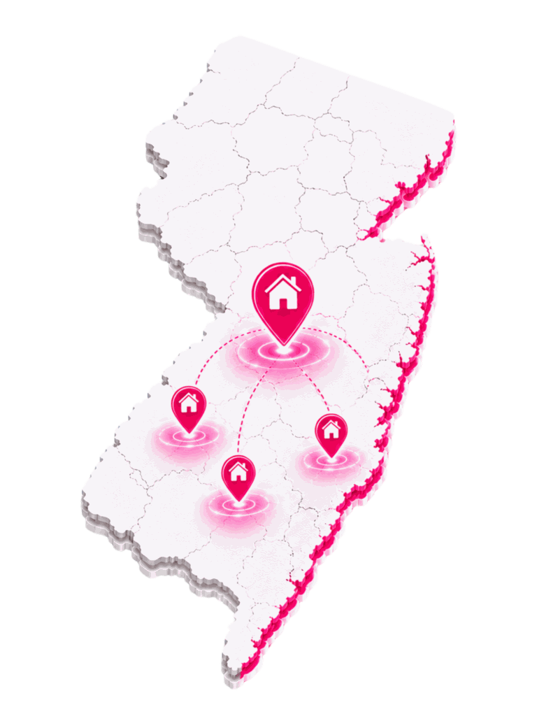 Map of the South Jersey and Central Jersey area Tina&rsquo;s Clean Team serves