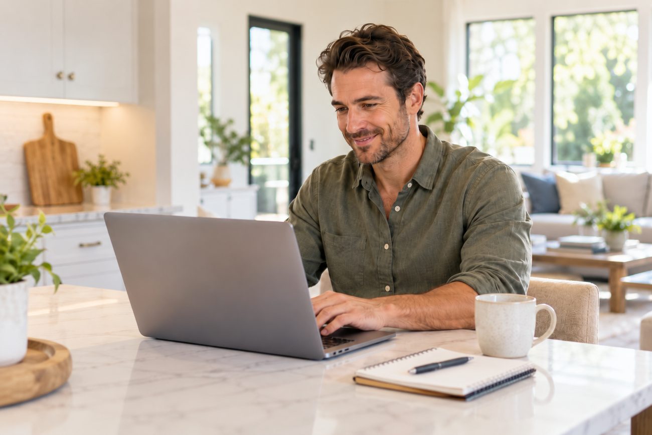 Customer booking a Tina's cleaning online on his laptop
