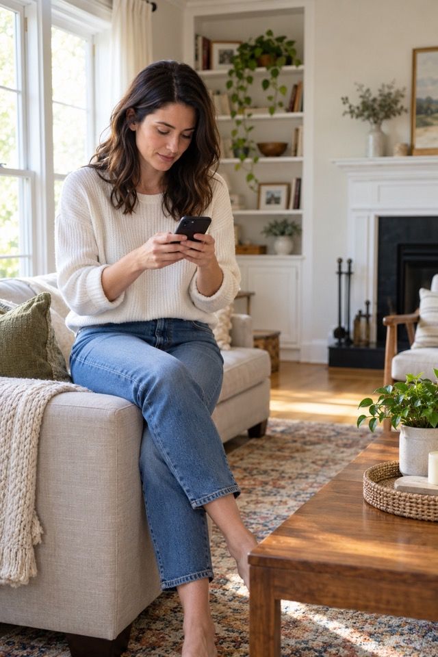 Homeowner booking a cleaning on her phone