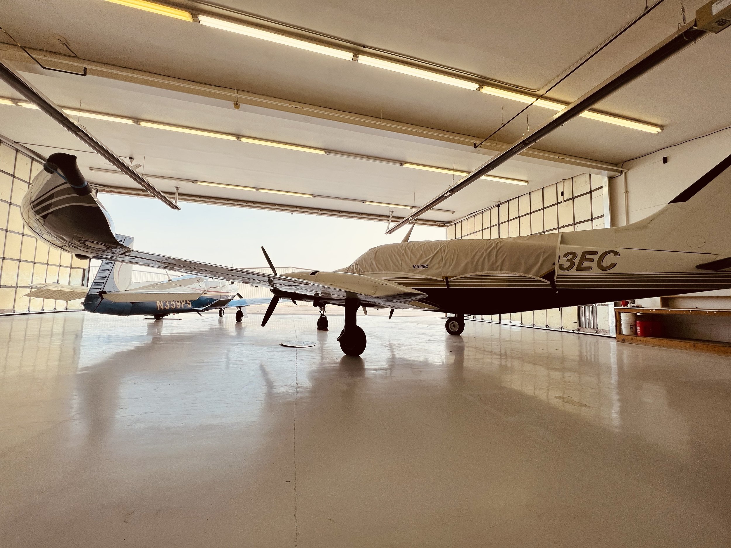 Aircraft hangar at Watts-Woodland Airport