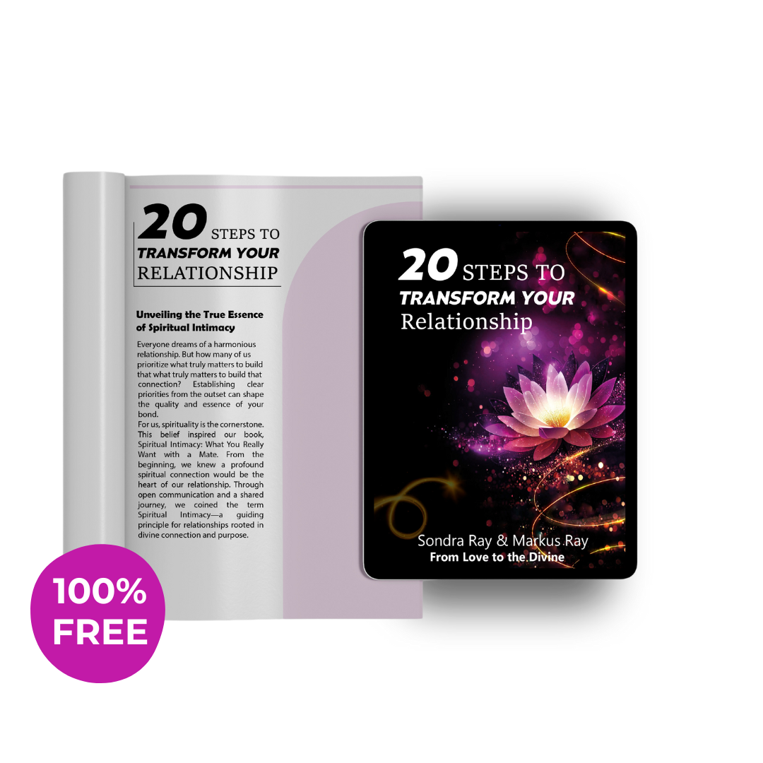 eBook cover: '20 Transformative Steps to Elevate Your Relationship,' offering keys to deeper connections through spiritual practices and divine friendship.