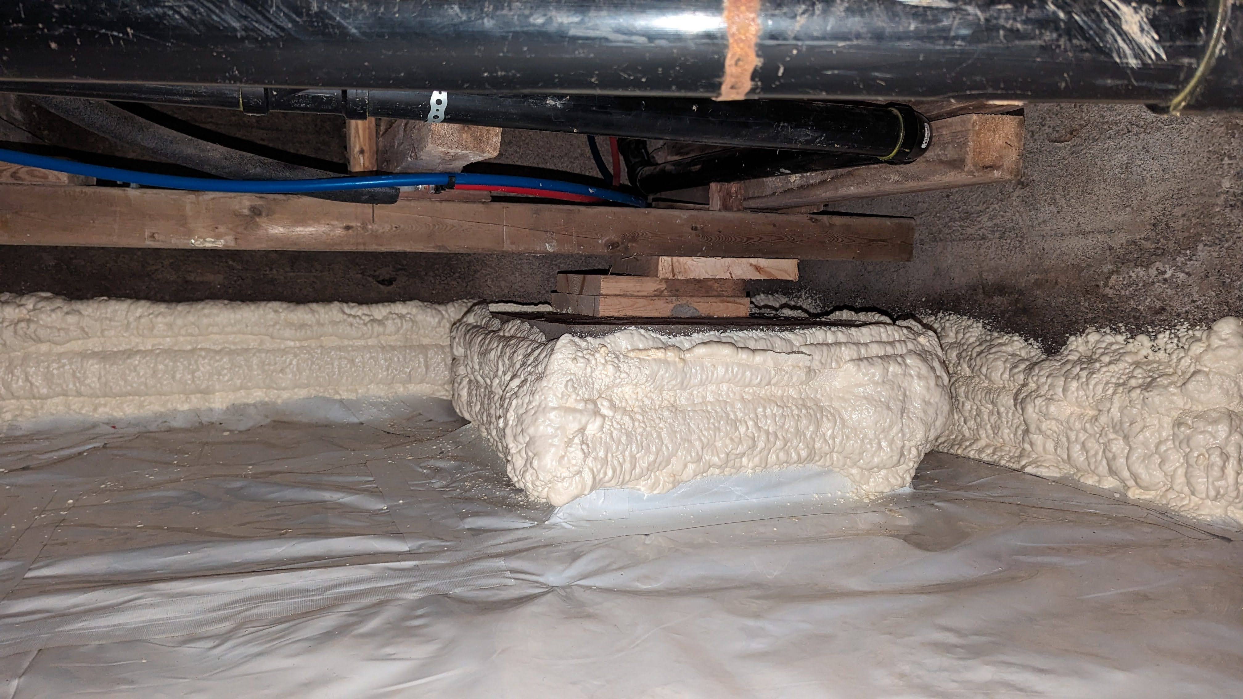 Vide sanitaire problématique avec humidité et moisissures sur les solives