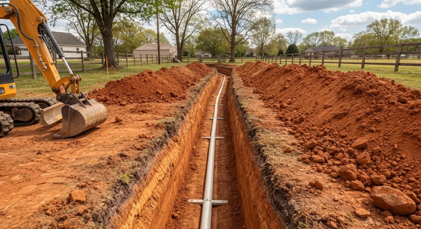 Drainage trenching for utility installation