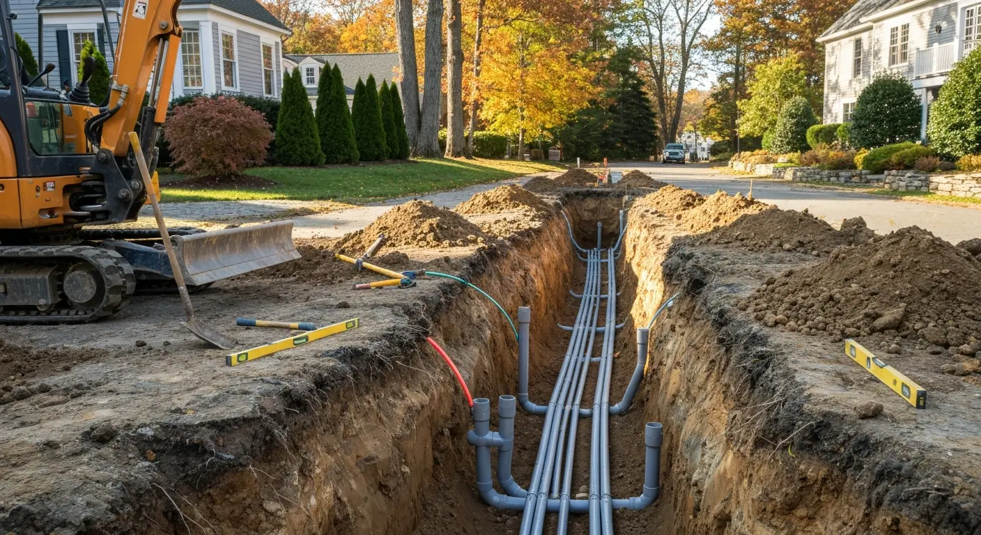 Utility trench excavation
