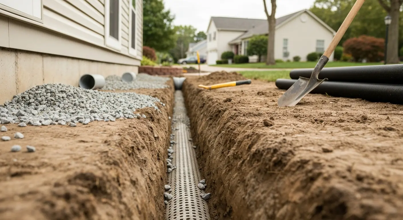 French drain installation