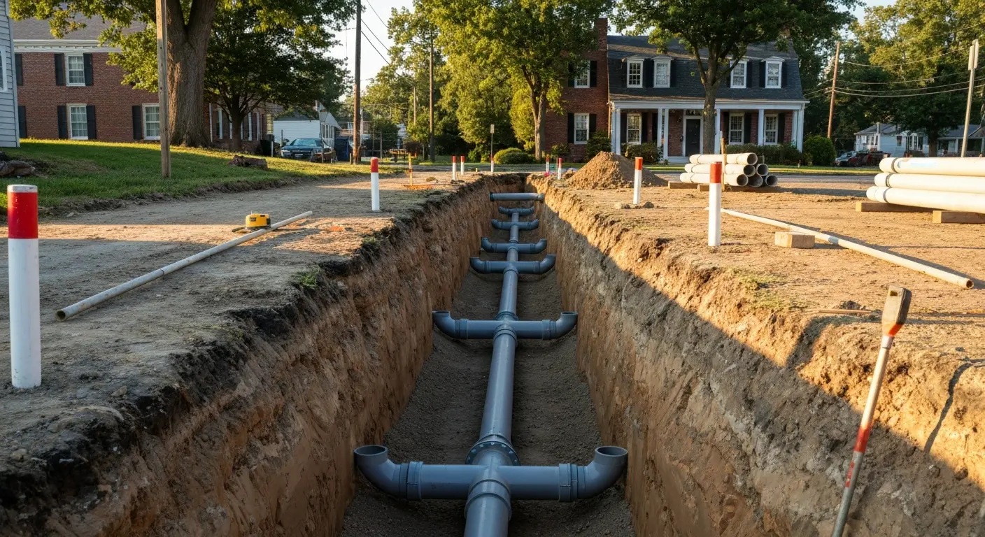 Utility trench for water and sewer