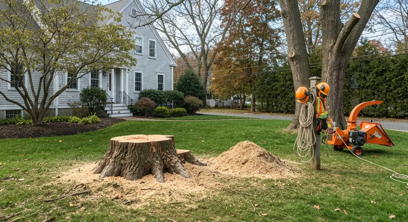 Safe hazard tree removal with equipment