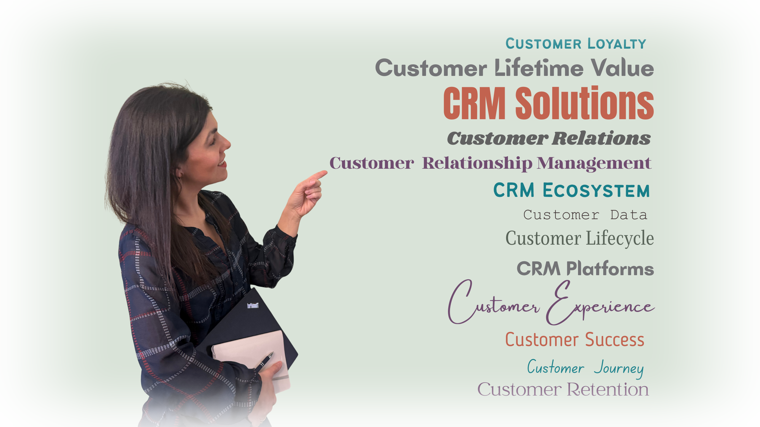 Cheryl pointing to CRM concepts