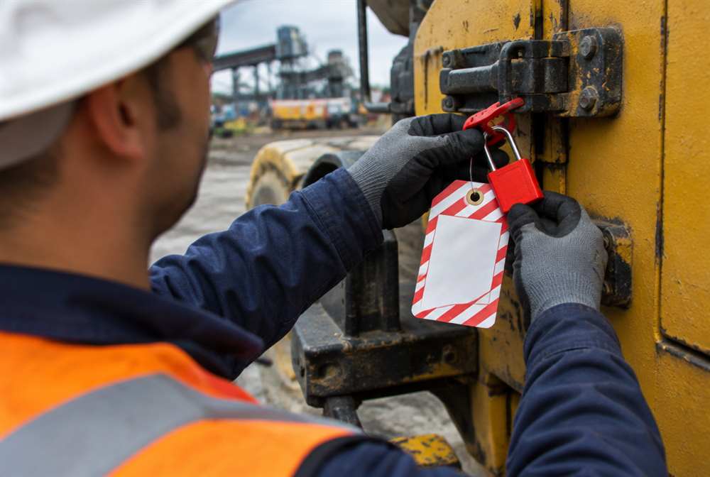 A lockout and tag on a piece of equipment