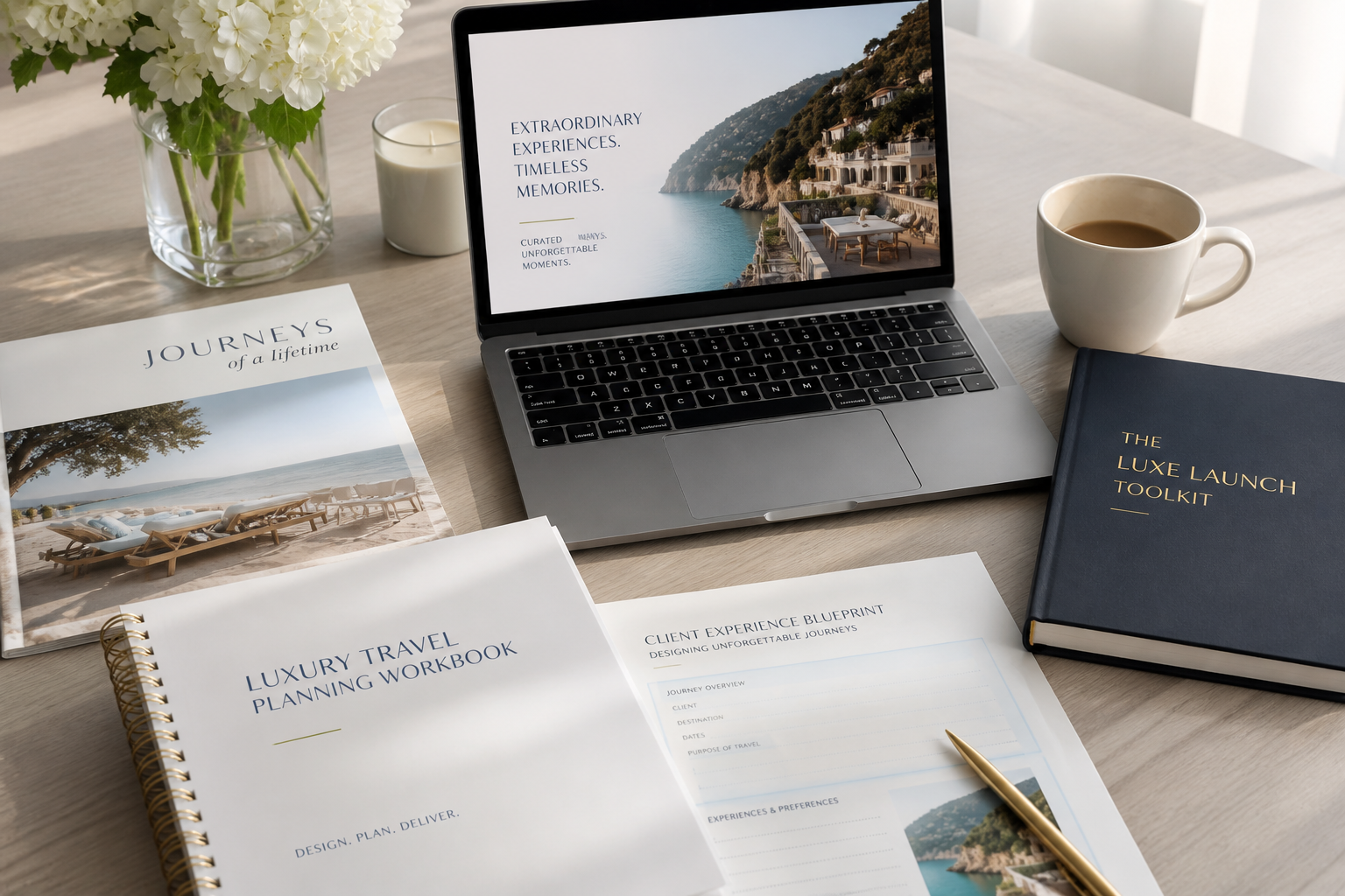 Luxury travel advisor workspace