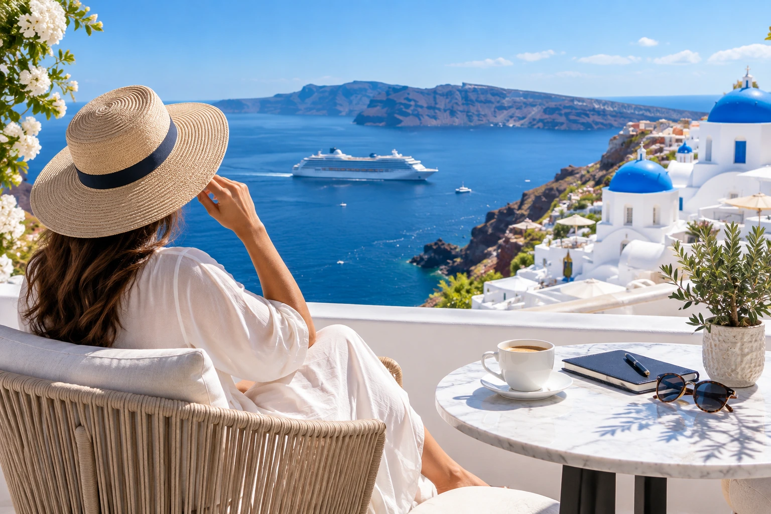 Luxury travel advisor overlooking a coastal destination
