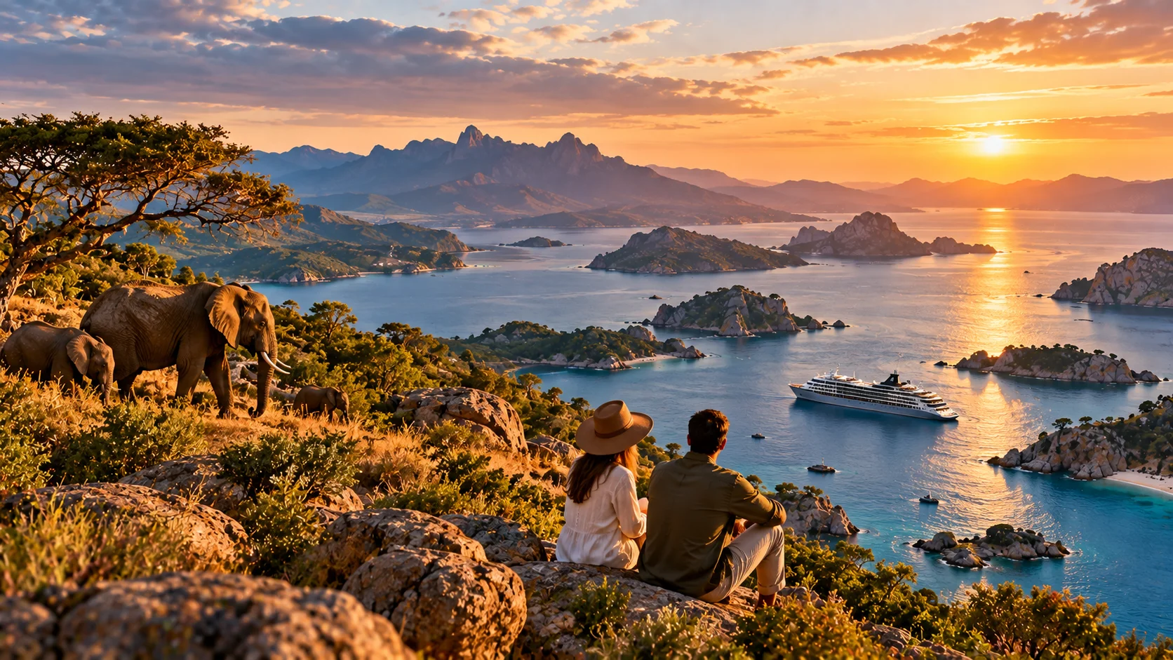 Luxury travel experience in a remote natural landscape