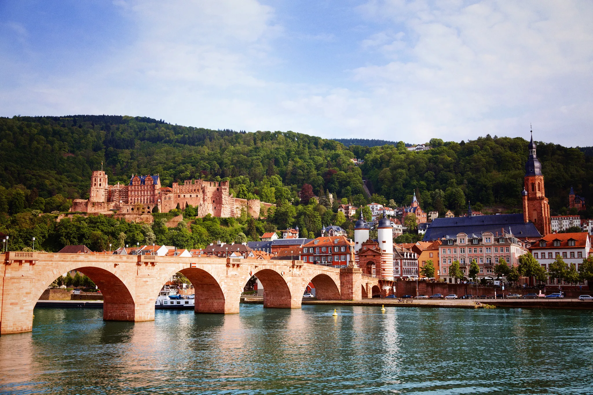 Historic European castle and scenic river landscape