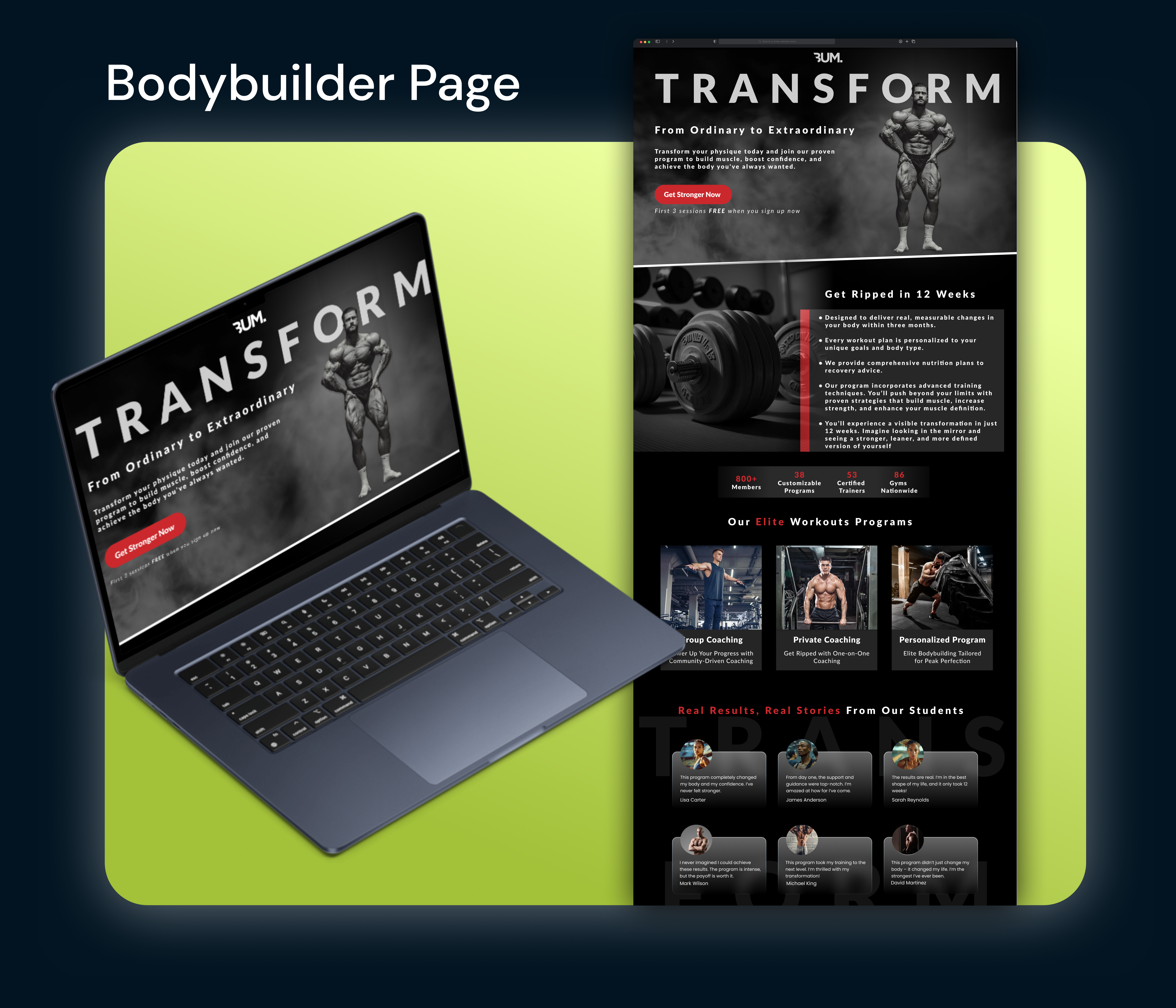 this is a bodybuilding page for fitness coach.