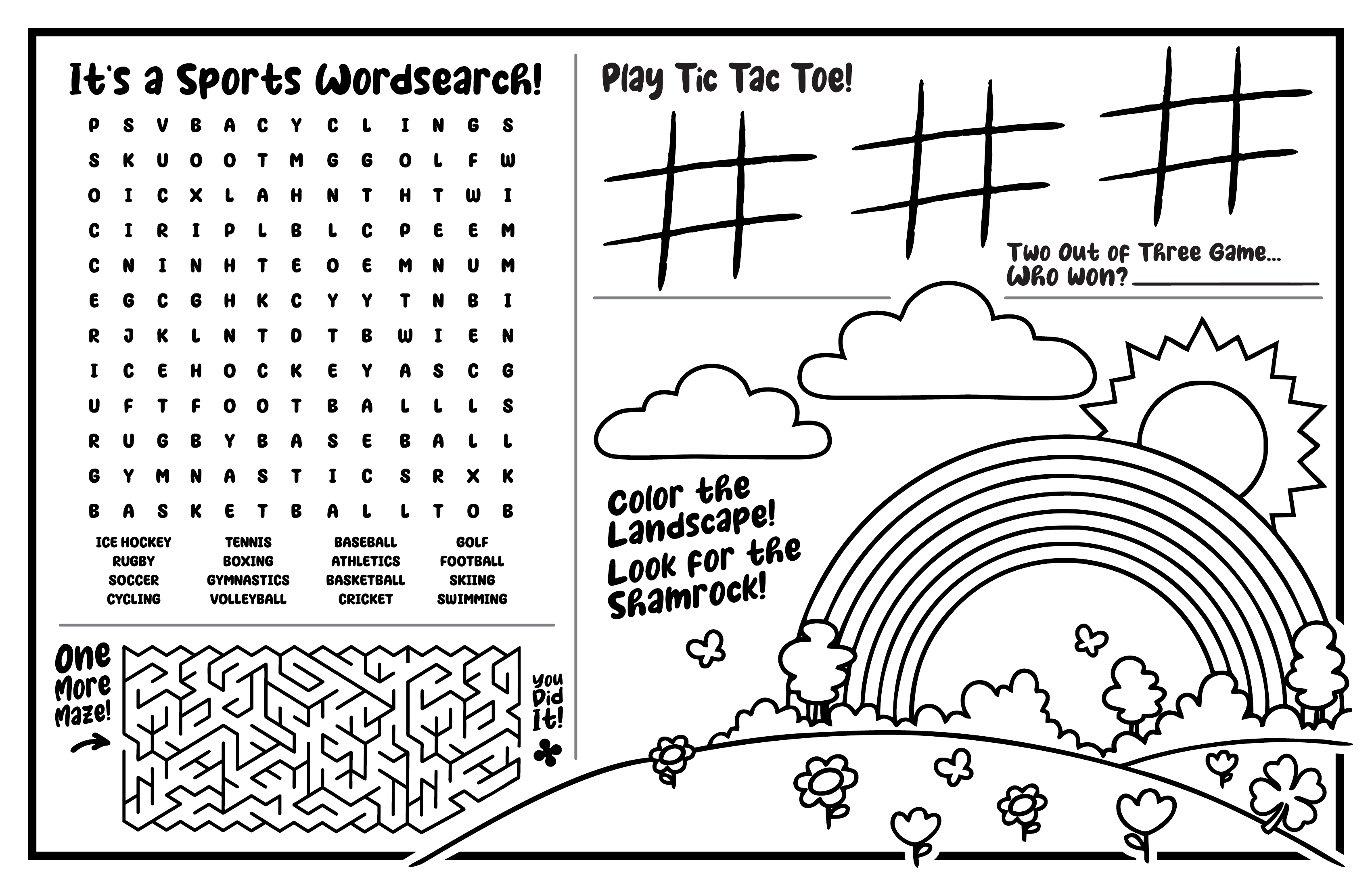 Maloney's Kids Activity Menu Page 2