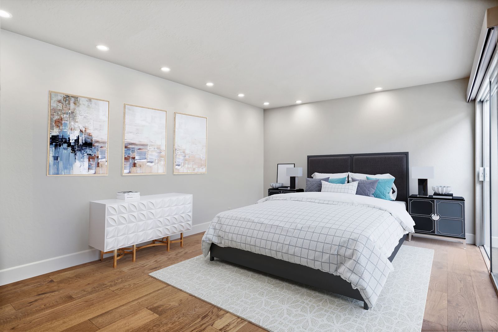 Virtual staging applied to an empty living area