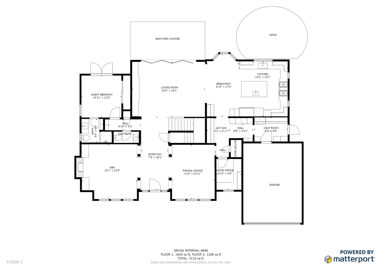 2D schematic floor plan with measurements