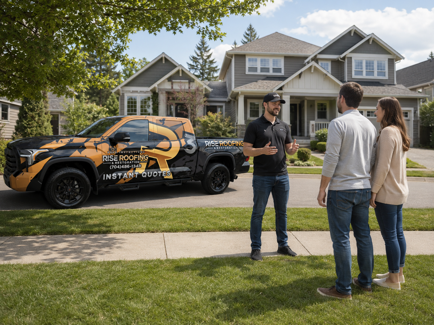 Roofing specialist securing asphalt shingles during a residential roof installation