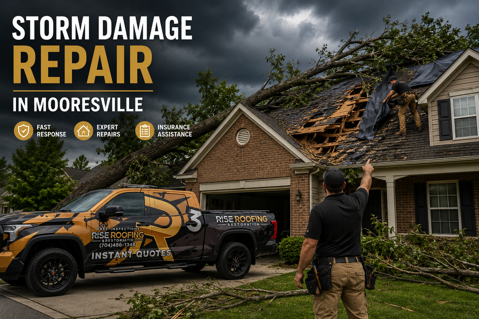 Storm damage repair in Mooresville