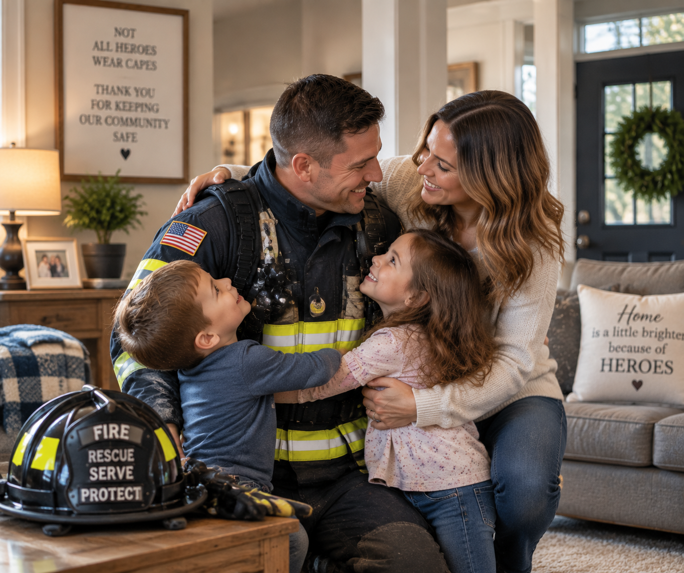 Hero family at home