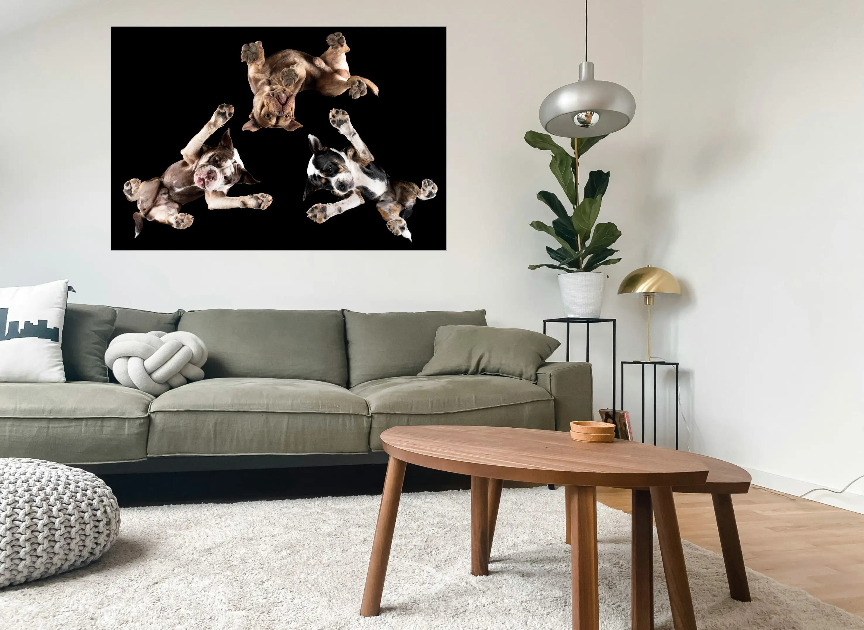 Hunde Kunstwerk als Wandbild im Wohnzimmer