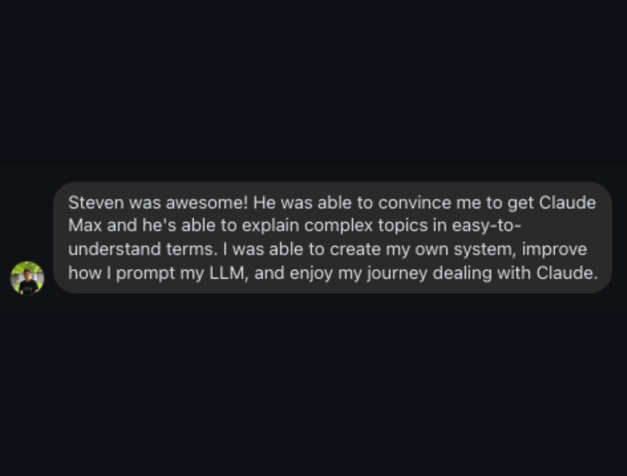 Testimonial from Rome Nicolas, workshop attendee