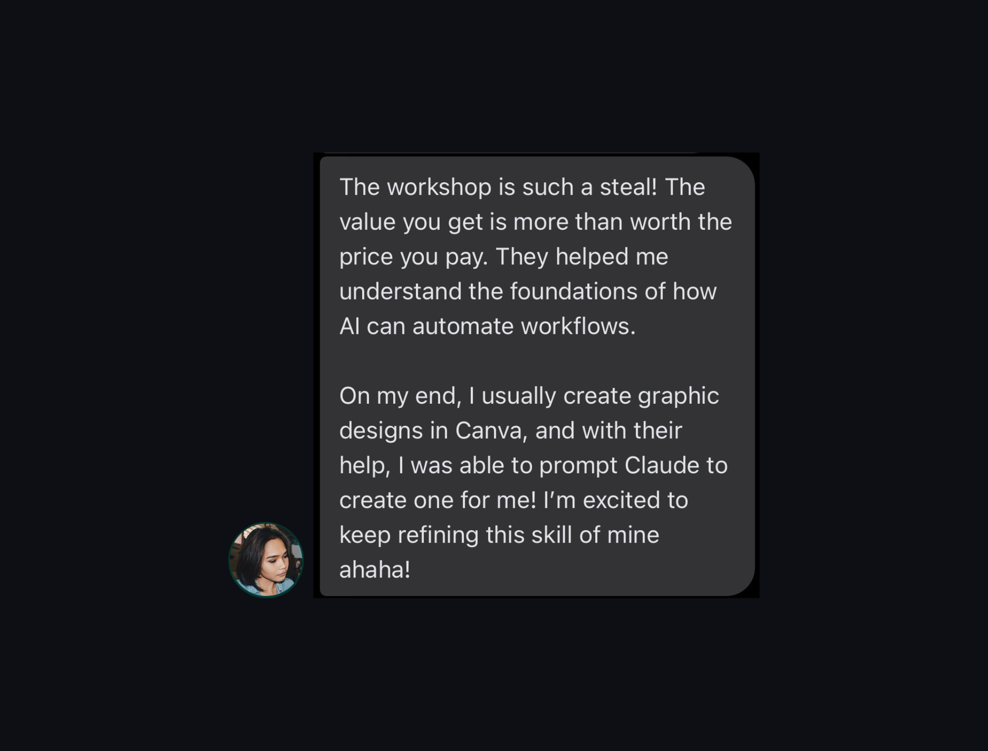 Workshop testimonial