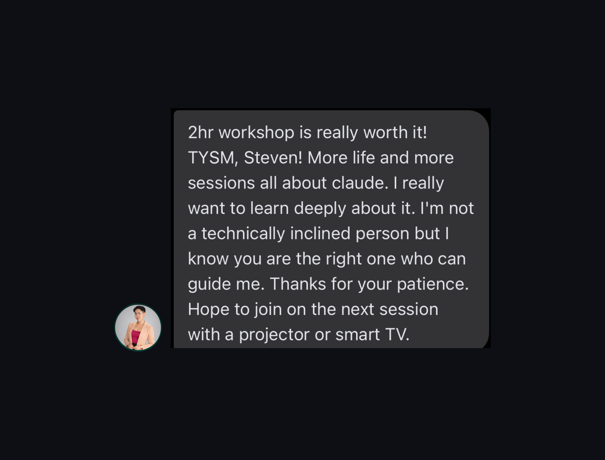 Workshop testimonial