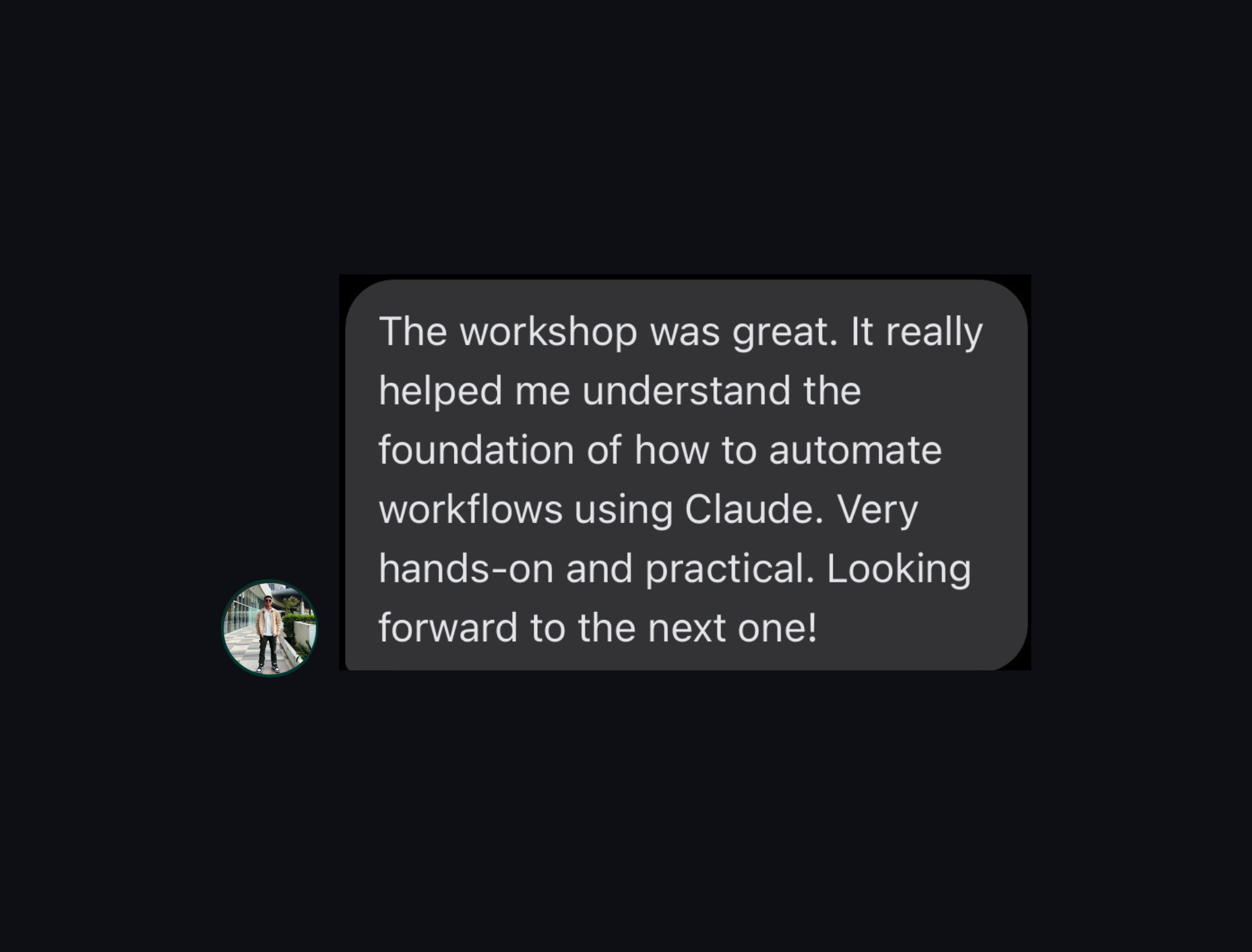 Workshop testimonial