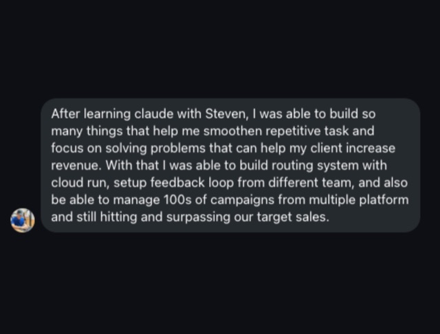 Message from a past workshop attendee