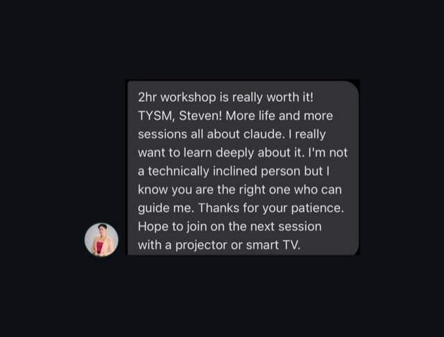 Message from a past workshop attendee