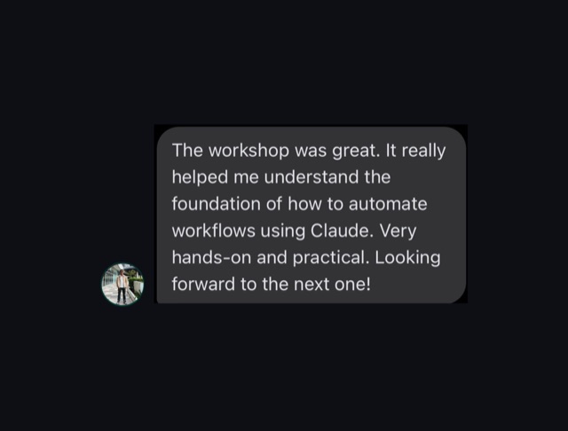 Message from a past workshop attendee