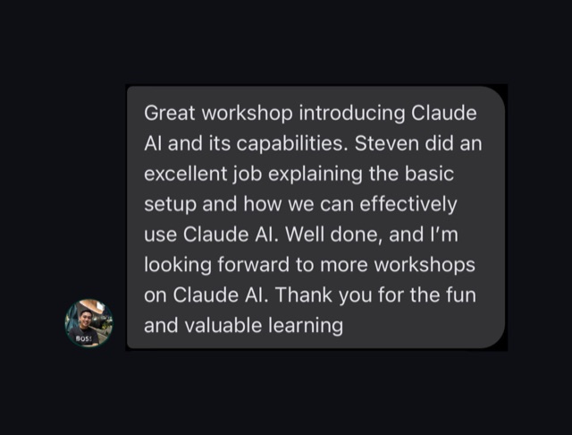 Message from a past workshop attendee