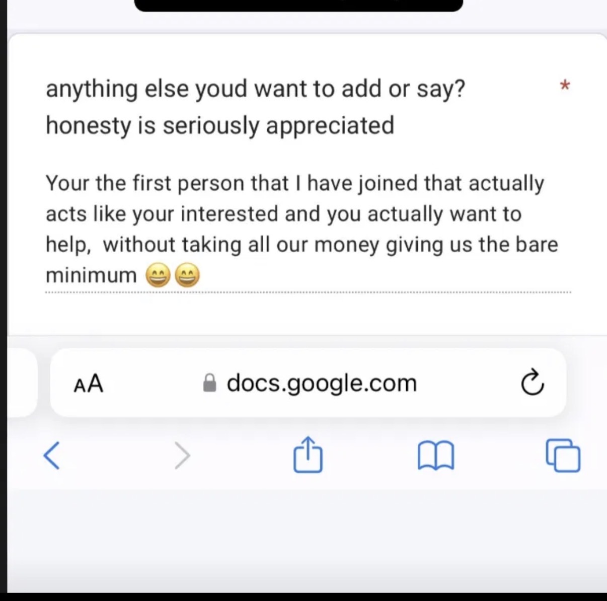 Client message