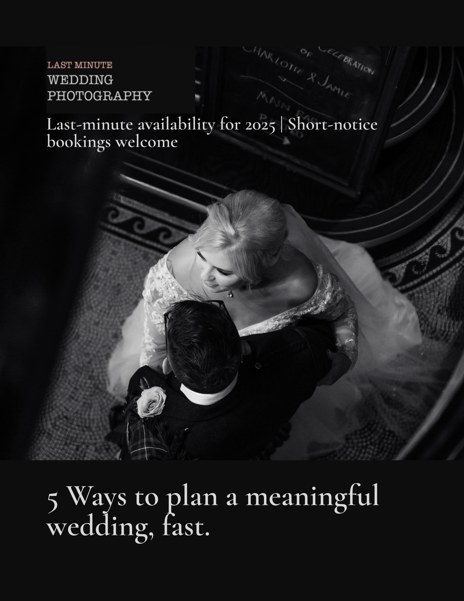 Cover of wedding guide: 5 Ways to Plan a Meaningful Wedding Fast
