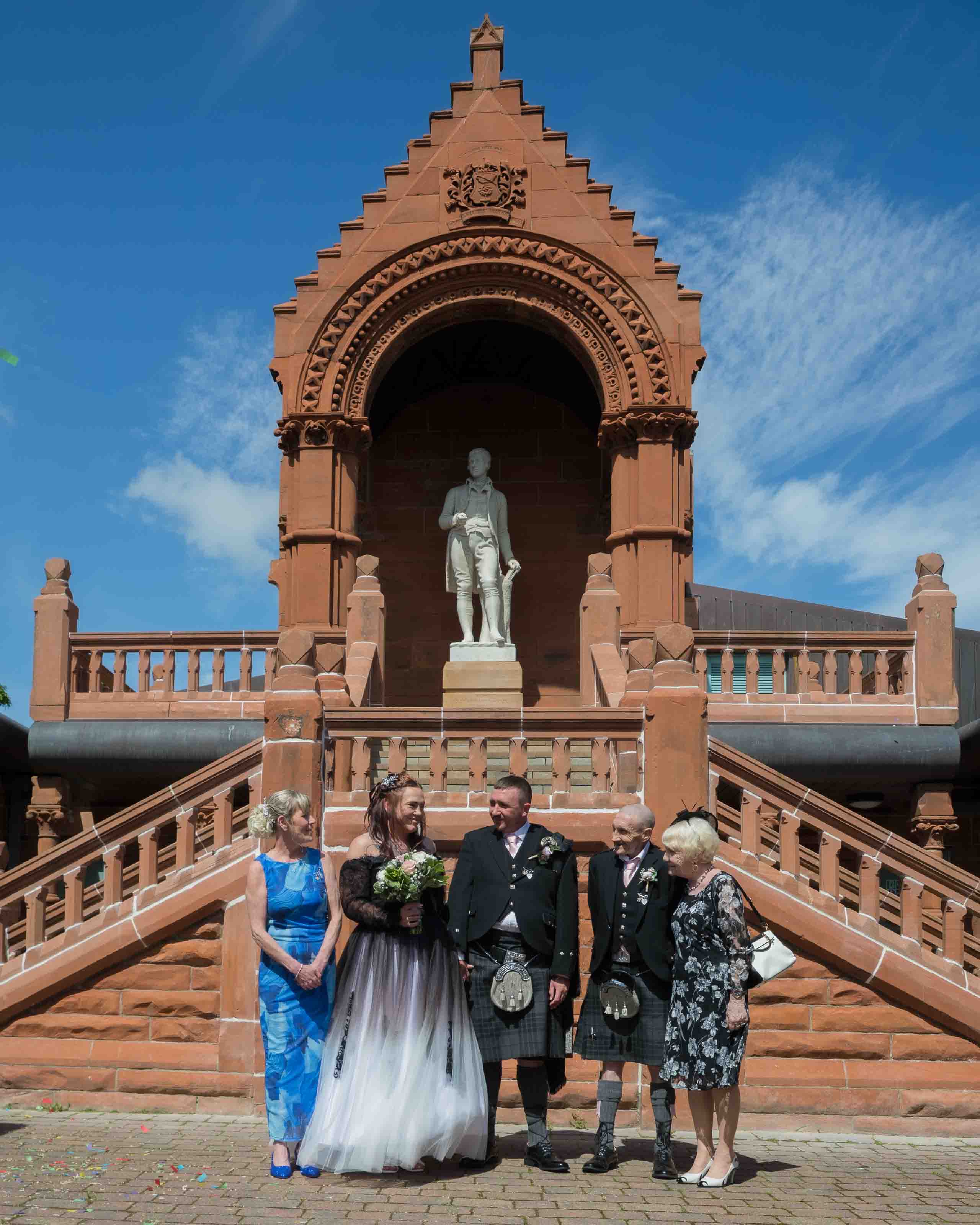 Wedding portraits at The Burns Monument in Ayrshire