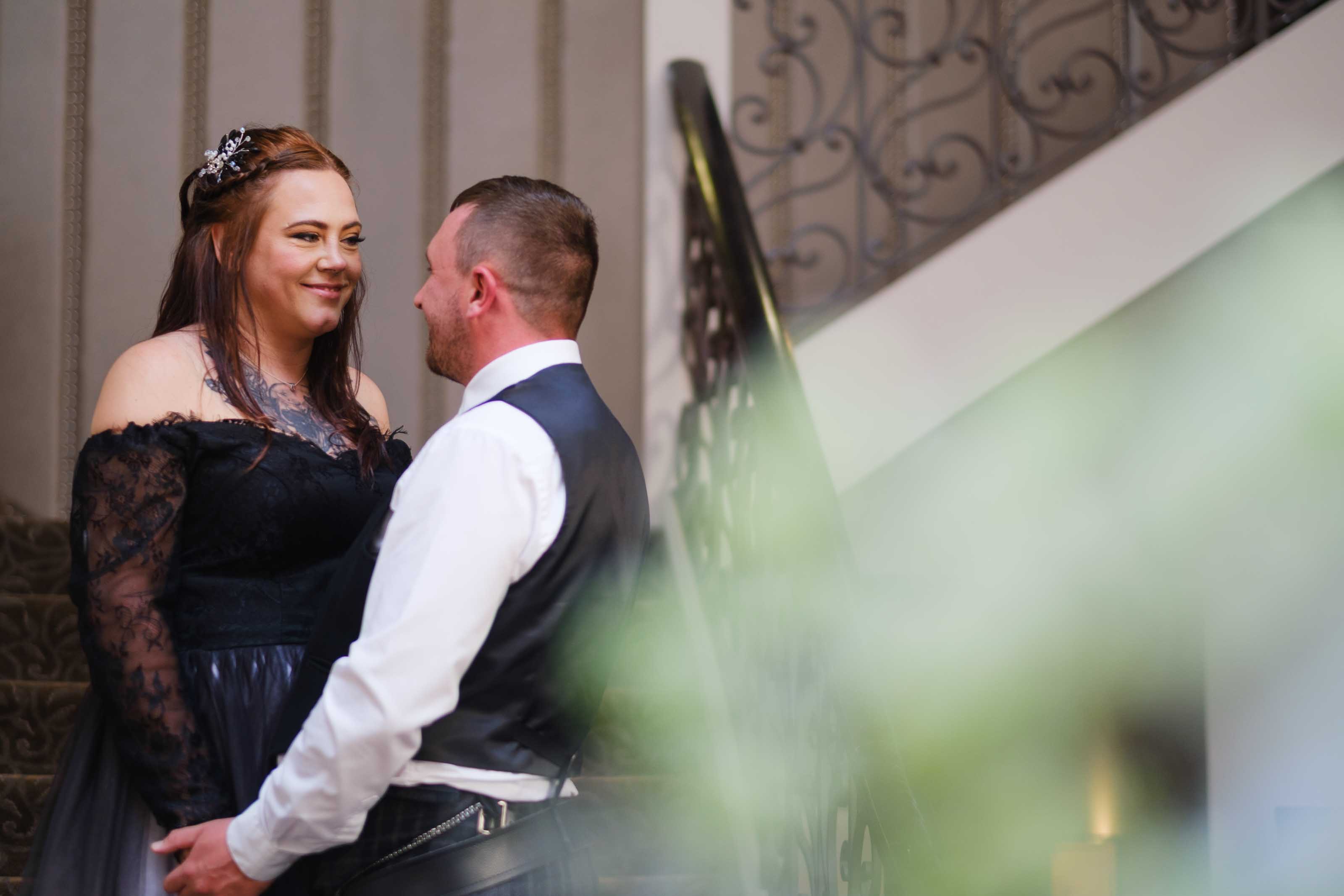 Couple during wedding reception in Ayrshire