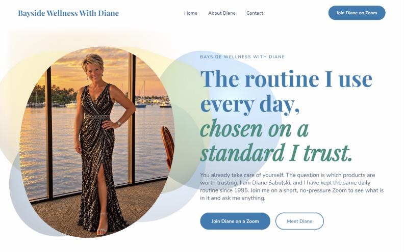 Bayside Wellness With Diane, a website built by Your Dream Client Studio