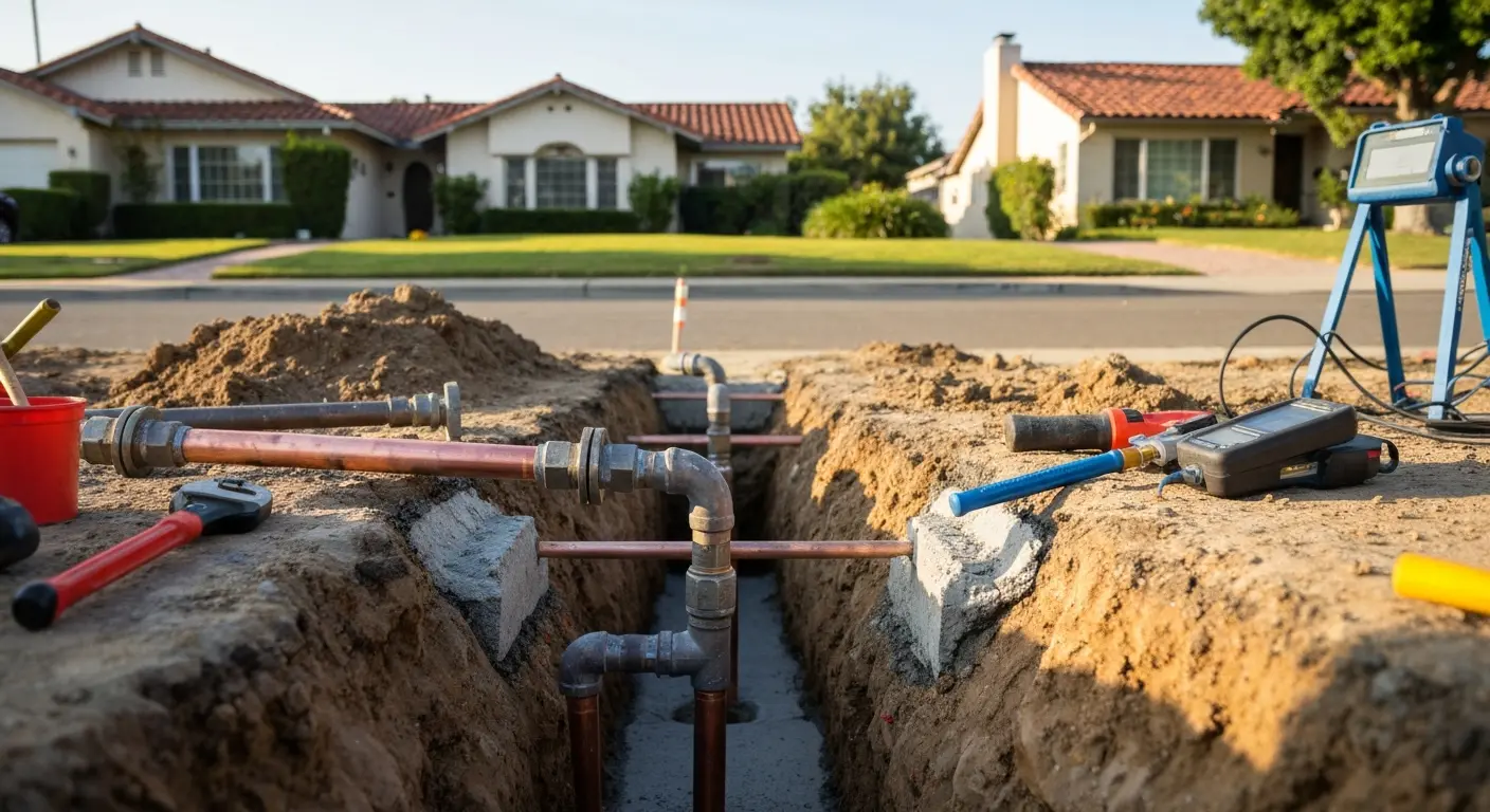 Waterline repair in progress