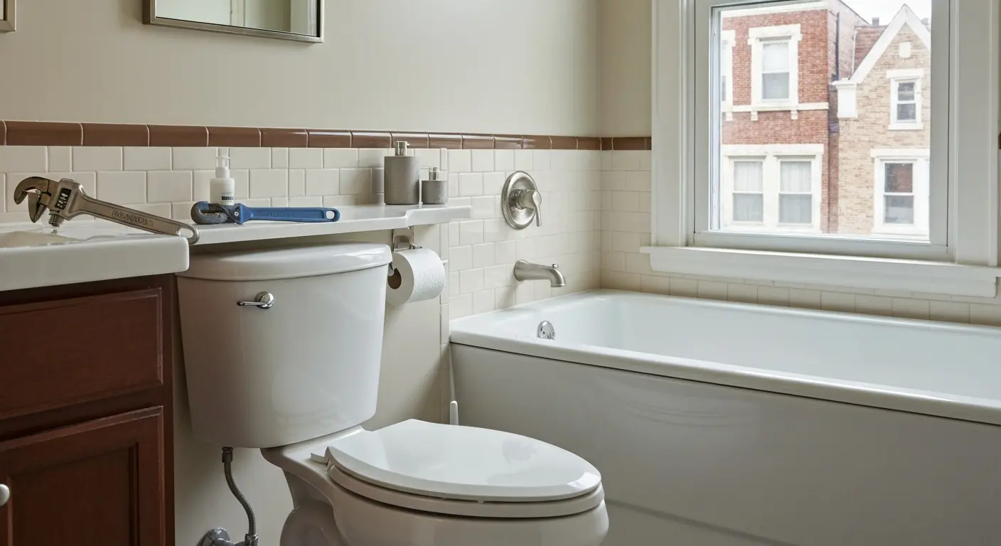 Toilet repair in Highland Park bathroom