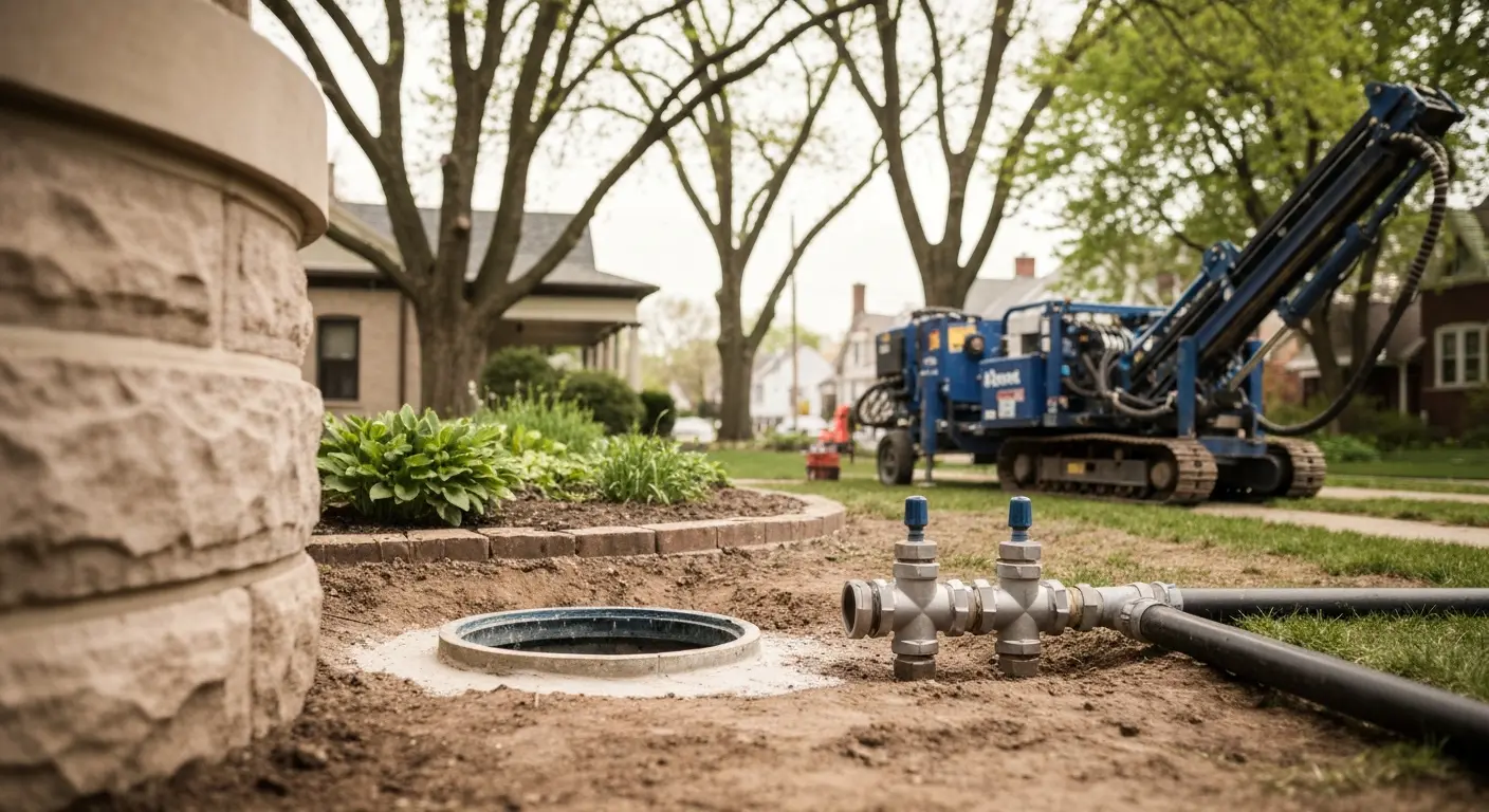 Waterline repair in Highland Park yard