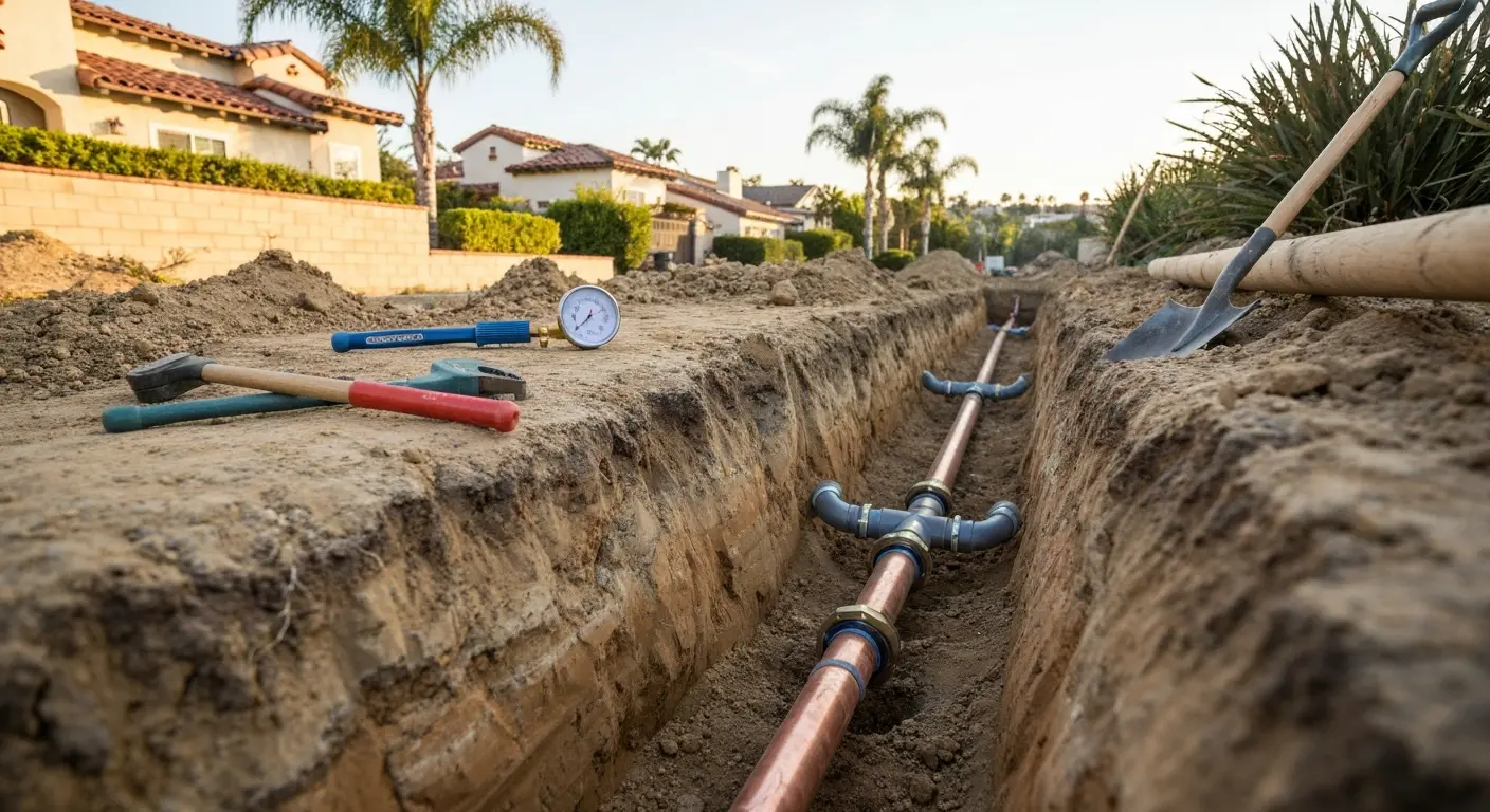 Waterline replacement in progress