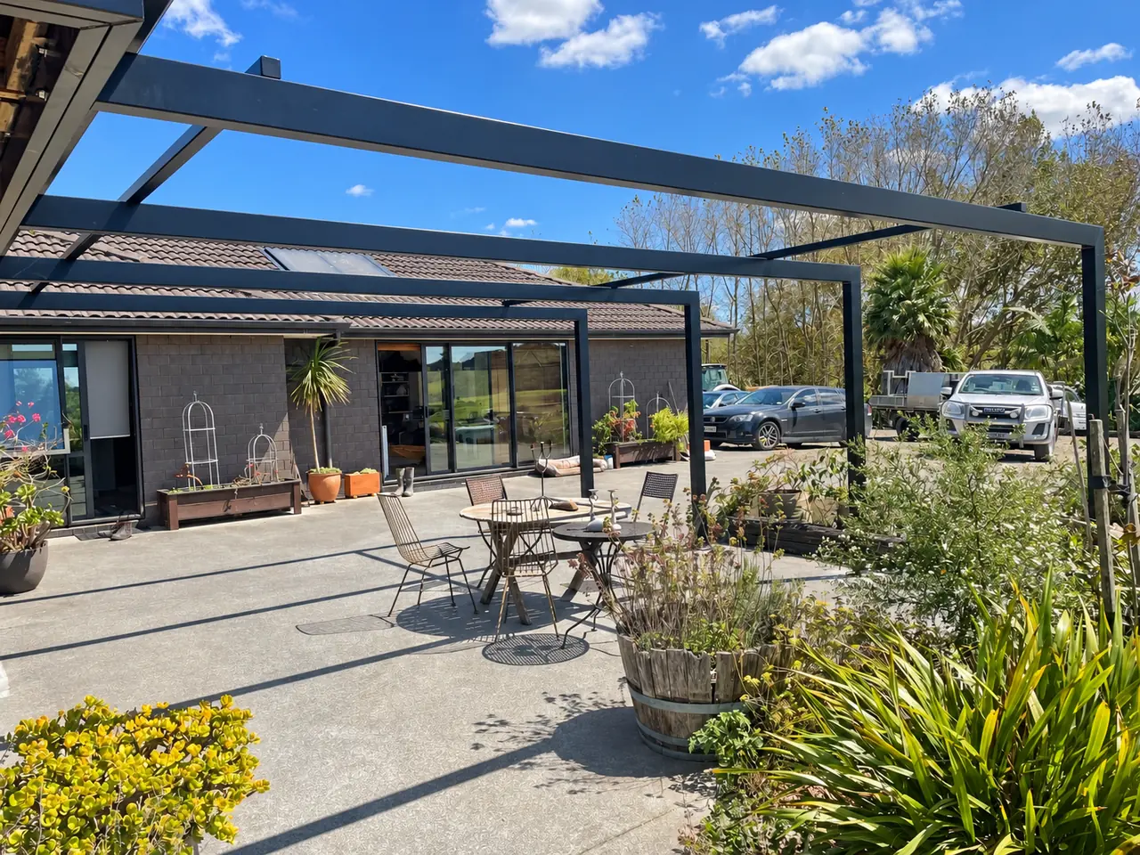 Outdoor steel canopy