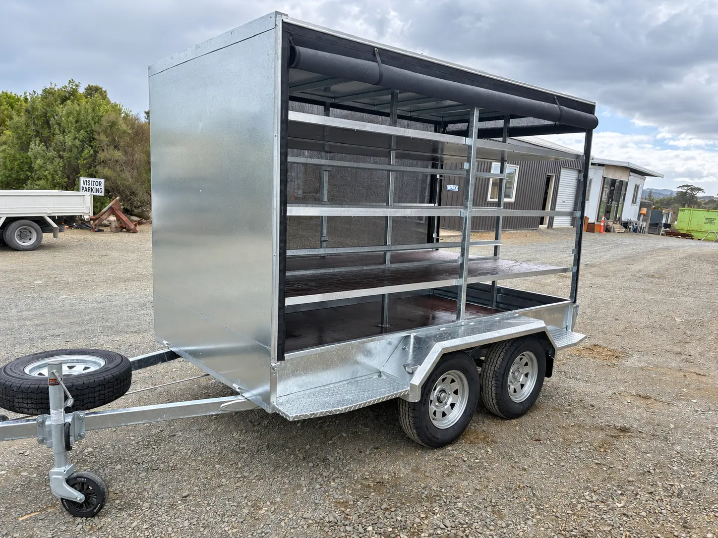 Enclosed trailer viewed at an angle