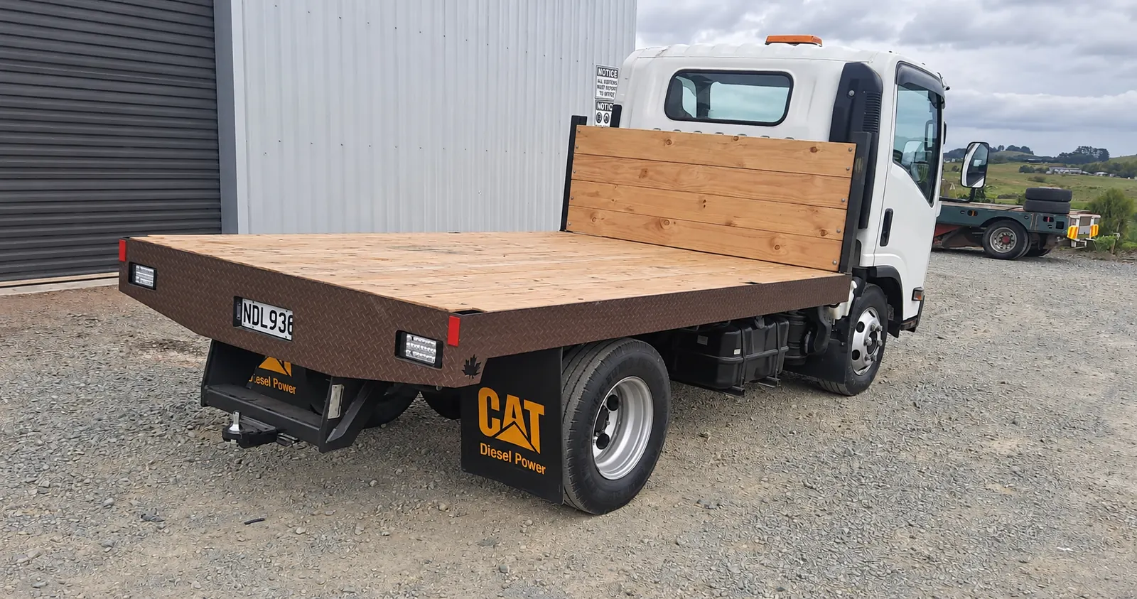 Timber deck flatbed truck