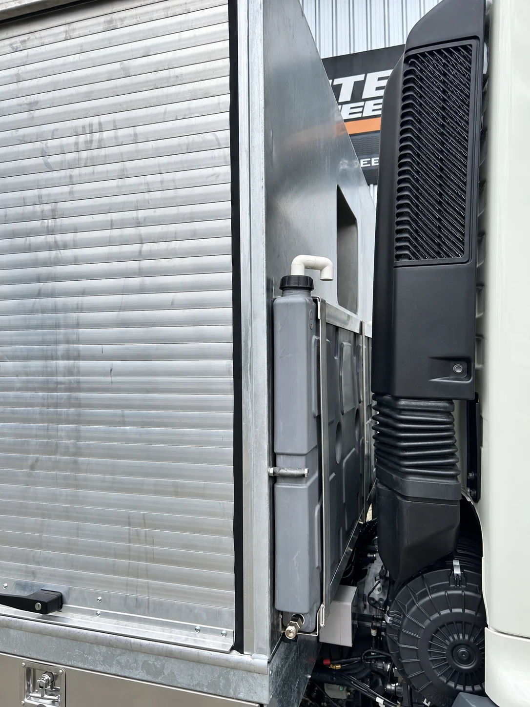 Metal cabinet detail on a truck body