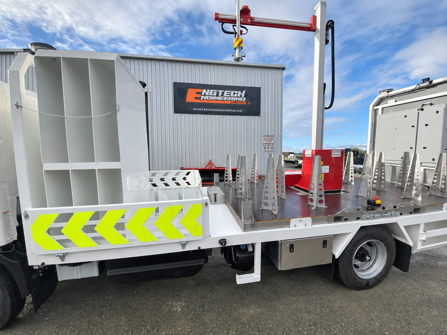 Traffic truck body viewed from the rear